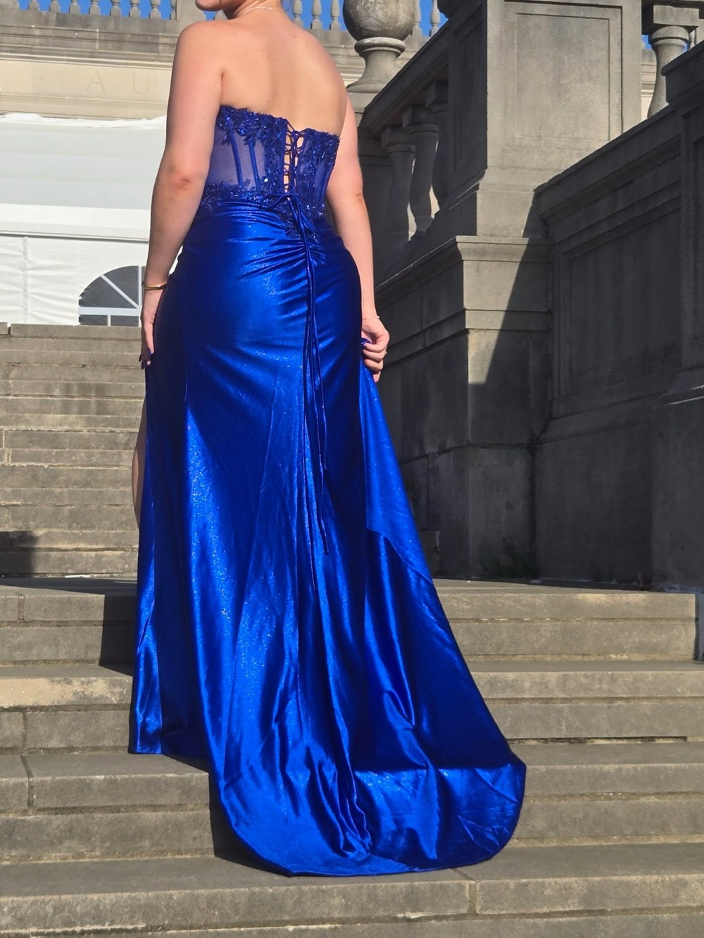 Stunning Cobalt Blue Beaded Prom Gown